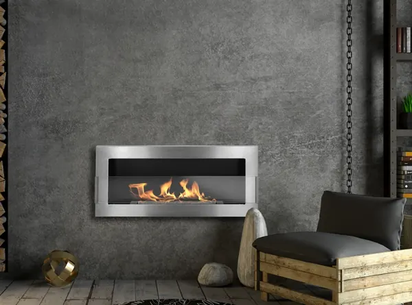Wall-mounted bioethanol fireplace